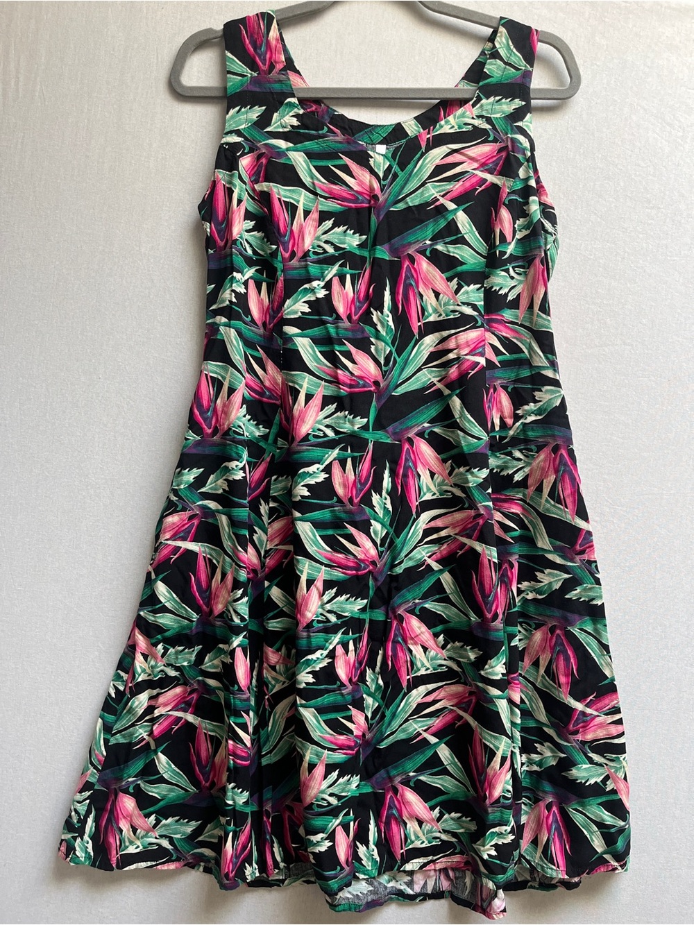 Blue Sky Tropical Print A-Line Dress Sz S